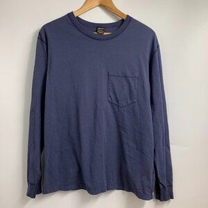 Jean Shop Men's Crew Neck 100% Cotton Long Sleeve Pocket T‎ Shirt Size M